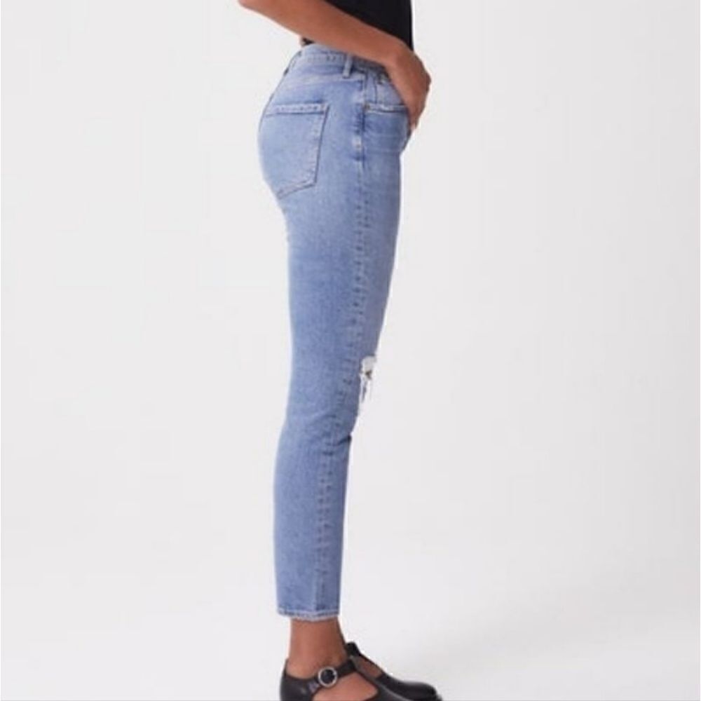Agolde Riley High Rise Straight Leg Crop Denim Jeans In Whiplash NWT - Picture 4 of 11